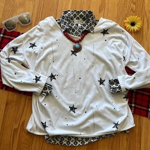 🗽 VOVO Fang, New York; Designer White, Long-Sleeved Cotton Shirt; Misses Sz. M!